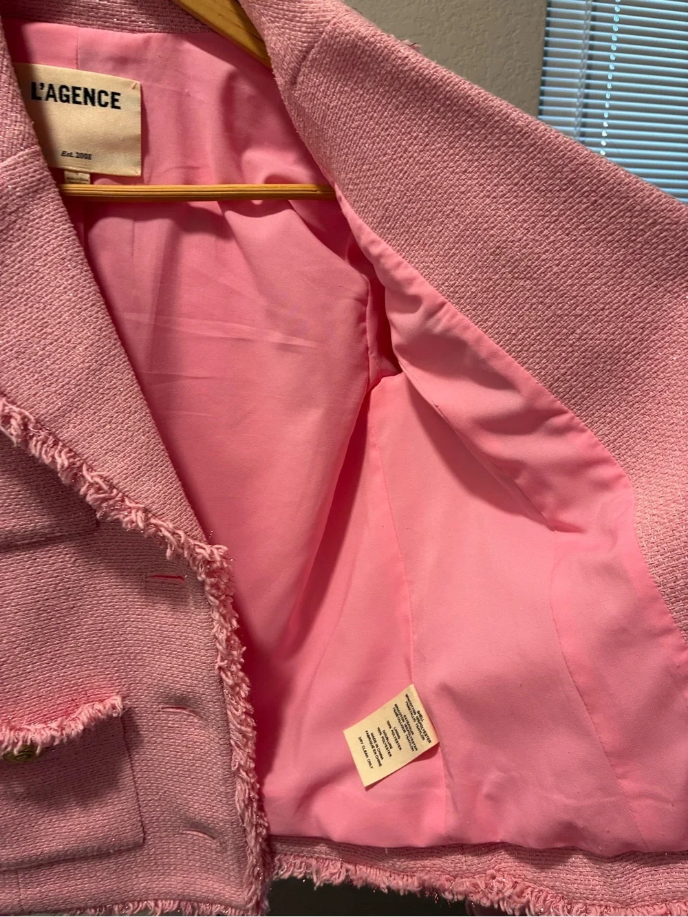 L'AGENCE Pink Frayed Jacket - Picture 8 of 10